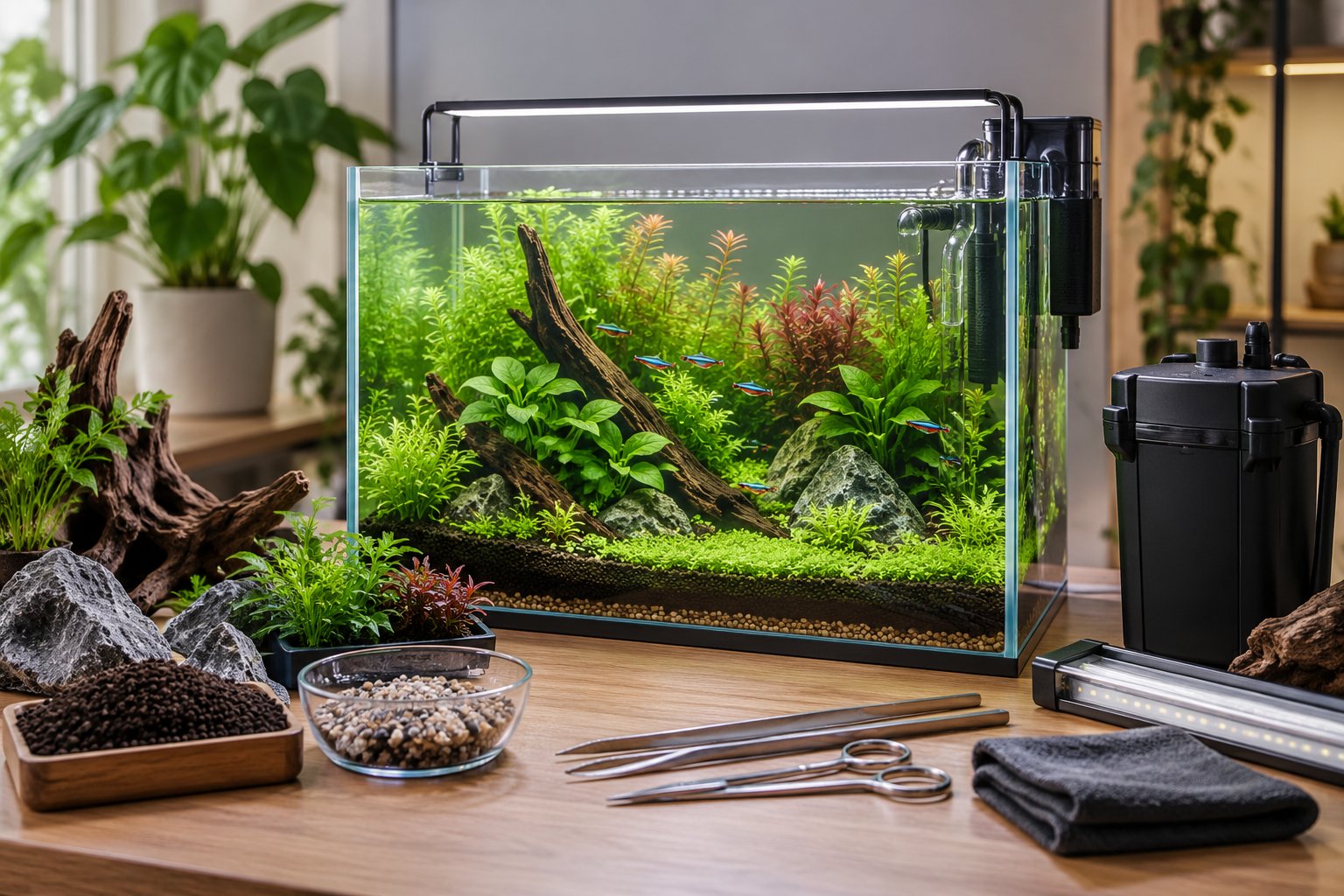 Setup hồ thủy sinh không CO2: Hướng dẫn từ A–Z