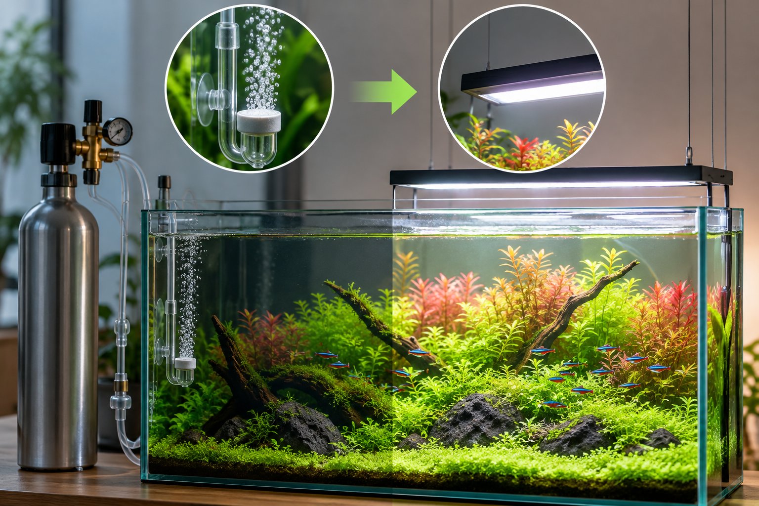Ảnh minh hoạ: Thời gian bật CO2 bể thủy sinh: Cách chỉnh an toàn