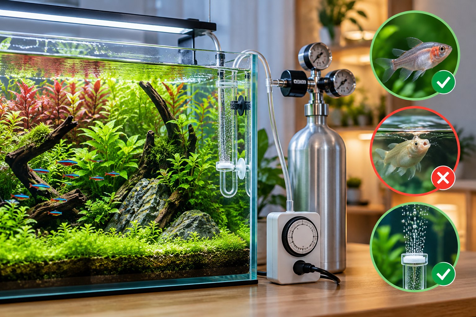 Ảnh minh hoạ: Thời gian bật CO2 bể thủy sinh: Cách chỉnh an toàn