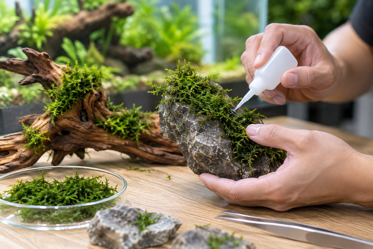 Ảnh minh hoạ: Cách buộc rêu thủy sinh vào lũa, đá đúng cách